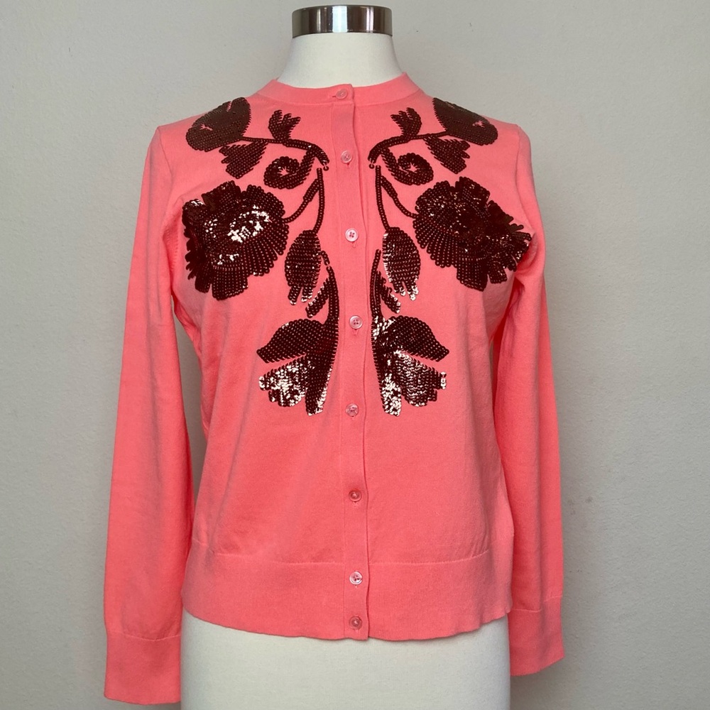 Fabulous Rare and Extraordinary!  J Crew Coral Cardigan Sz L